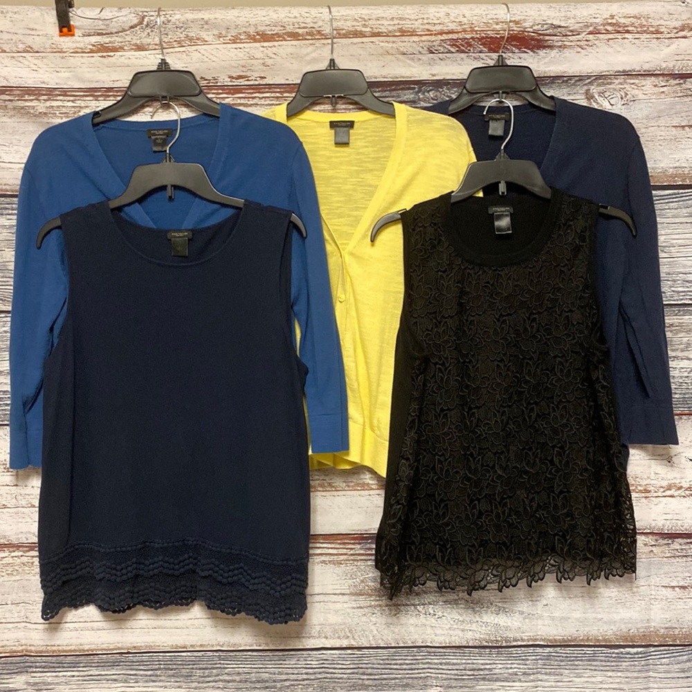 Large Bundle - Ann Taylor Factory 3 Cardigans and 2 Sleeveless Tops